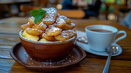 light crispy tempura fruit pieces served as sweet dessert