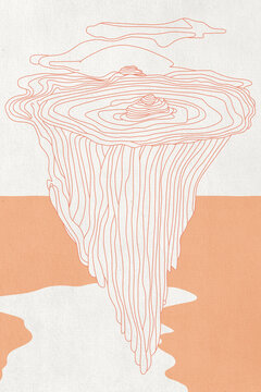 Abstract line art illustration with geometric patterns and textures