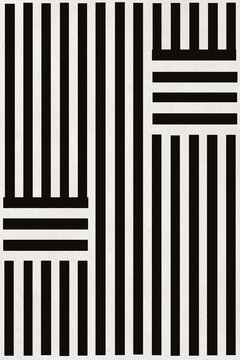 Abstract black and white geometric pattern with vertical and horizontal lines