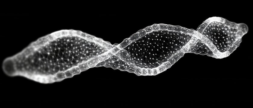 Abstract white plexus structure on black background representing network connection and futuristic technology concept