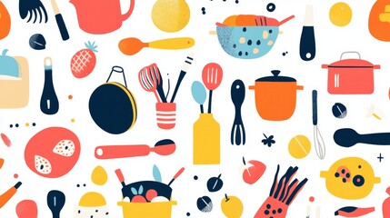 Kitchenware set. Kitchen utensils, tools, equipment and cutlery for cooking. Cook appliances and accessories collection. Flat vector illustrations of cookware objects isolated on white background