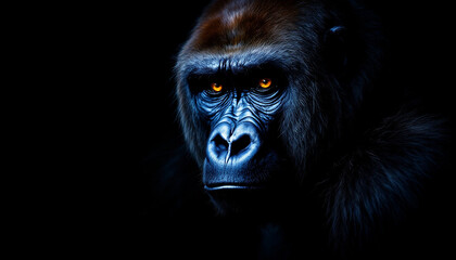 mystical gorilla portait in dark ambiance
