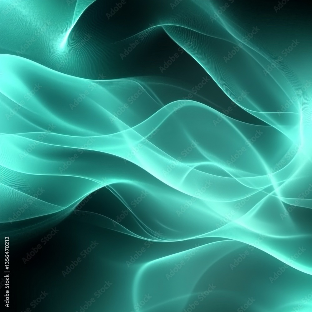 Poster abstract teal wave patterns on dark background