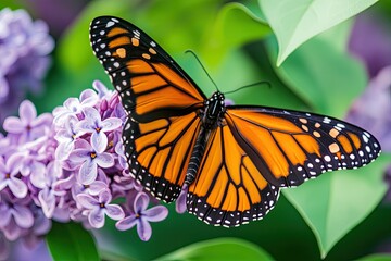 Monarch butterfly on a lilac flower