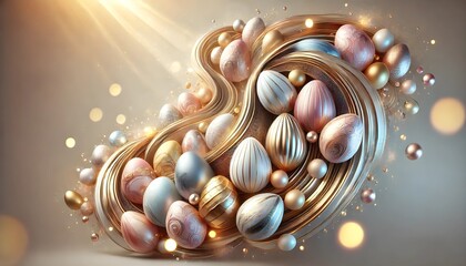Obraz premium Easter Egg Background with Elegant Design,a concept of easter egg wallpaper and banner with spring theme,generative ai