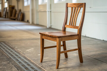 Empty wooden chair with simple design