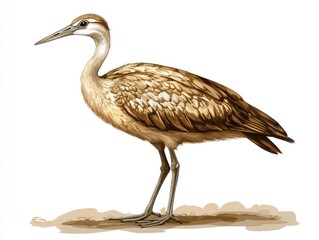Obraz premium Illustration of a wading bird, profile view, on a light beige background