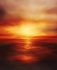 Fototapeta premium A vibrant sunset over the ocean with hues of orange and red