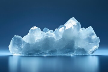 Obraz premium Captivating blue crystal formation with a glossy reflection against a serene background in a studio shot