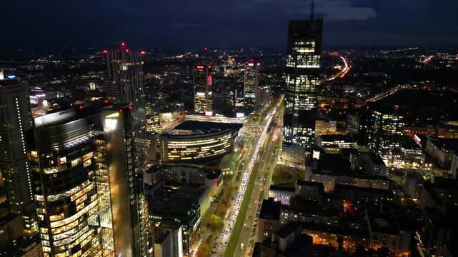 Warszawa stolica Polski z drona, centrum drapacze chmur