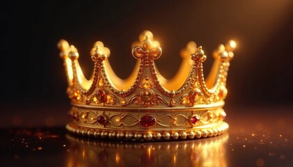 Obraz premium Sparkling golden crown with intricate details, shining, royal
