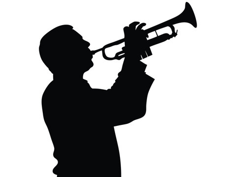recommend clip art: trumpet silhouette vector, A Man Playing the Trumpet