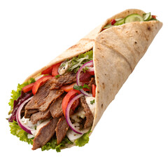 A taco that is made with chicken and vegetables