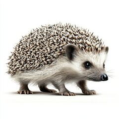Fototapeta premium Detailed close-up of a realistic hedgehog with spiny fur, showcasing its curious expression and natural habitat.