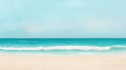 Fototapeta premium Serene beach scene with gentle waves lapping at soft sand under a bright sky, creating a tranquil atmosphere for relaxation and reflection.