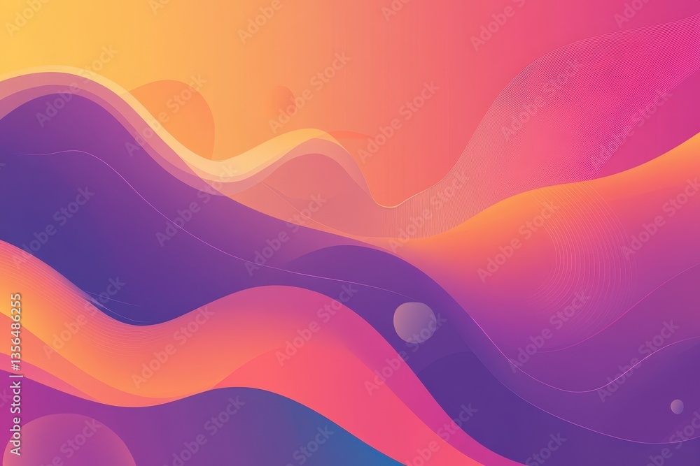 Poster abstract fluid art displaying gradients and wavy vector shapes