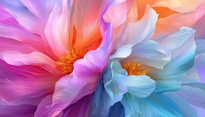 Explore enchanting floral art with this Dreamy watercolor floral artwork with soft gradients and elegant balance, where delicate blossoms bloom in harmonious hues A serene visual symphony, perfect