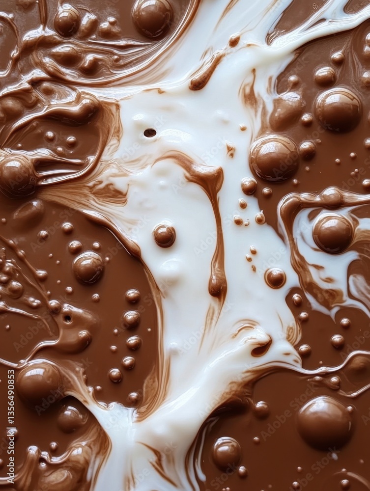 Poster abstract chocolate and white cream swirl creating a delicious and visually appealing background with