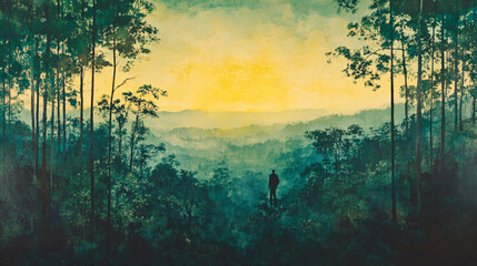 Serene Green Nature Background. Green Harmony. abstract watercolor paintings. 