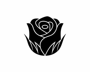creative details Rose with Grass Icon vector illustration
