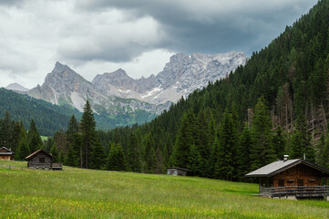 Obraz premium mountain landscape along the San Nicolò trail, Pozza di Fassa, val di Fassa, Dolomites, Italia