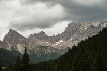 mountain landscape along the San Nicol&ograve; trail, Pozza di Fassa, val di Fassa, Dolomites, Italia