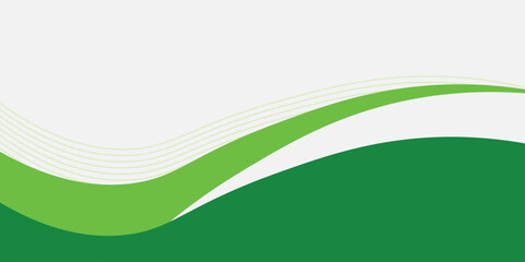Abstract White and Green wave wide background banner