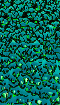 Abstract 3D render with green waves and vibrant colors