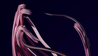 Abstract 3D render of wavy pink lines on a dark background
