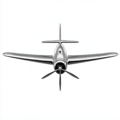 Vintage Aircraft Front View Silver Metallic Finish Detailed Design for Aviation Enthusiasts and Collectors