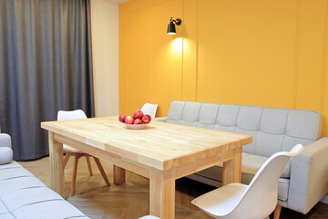 apples in a plate in the kitchen