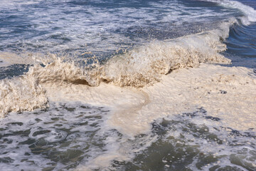 Pollution on beaches along the coast