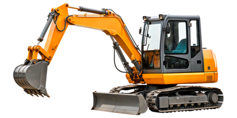 excavator isolated on white background PNG , AI GENERATED