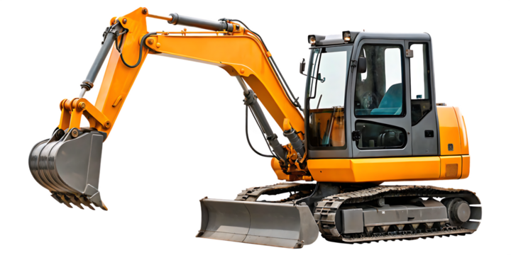 excavator isolated on white background PNG , AI GENERATED