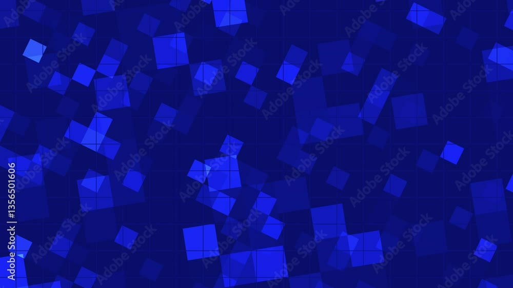 Poster futuristic abstract blue background with geometric squares and 3d cube pattern