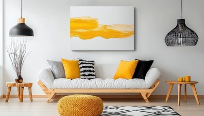Explore the warmth of Scandinavian-inspired living space with vintage furniture and modern geometric decor in this inviting interior design Discover cozy elements, natural light, and minimalist