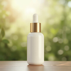 3d realistic serum mockups, without label, serum mockup in nature, nature background, realistic cosmetic mockups, flowers, plants, petals, wood, cosmetic products, serum bottle, cosmetic bottles