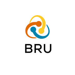 BRU creative minimalist letter logo.