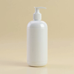 3d cosmetic products, 3d shampoo bottles, shampoo bottles, nozel, without label, shampoo bottle mockup, shampoo bottle with nature background, flower plants,leaves, realistic, forest,stone