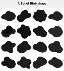 Black Abstract Blot Shapes, Organic Forms Collection, Isolated on White Background