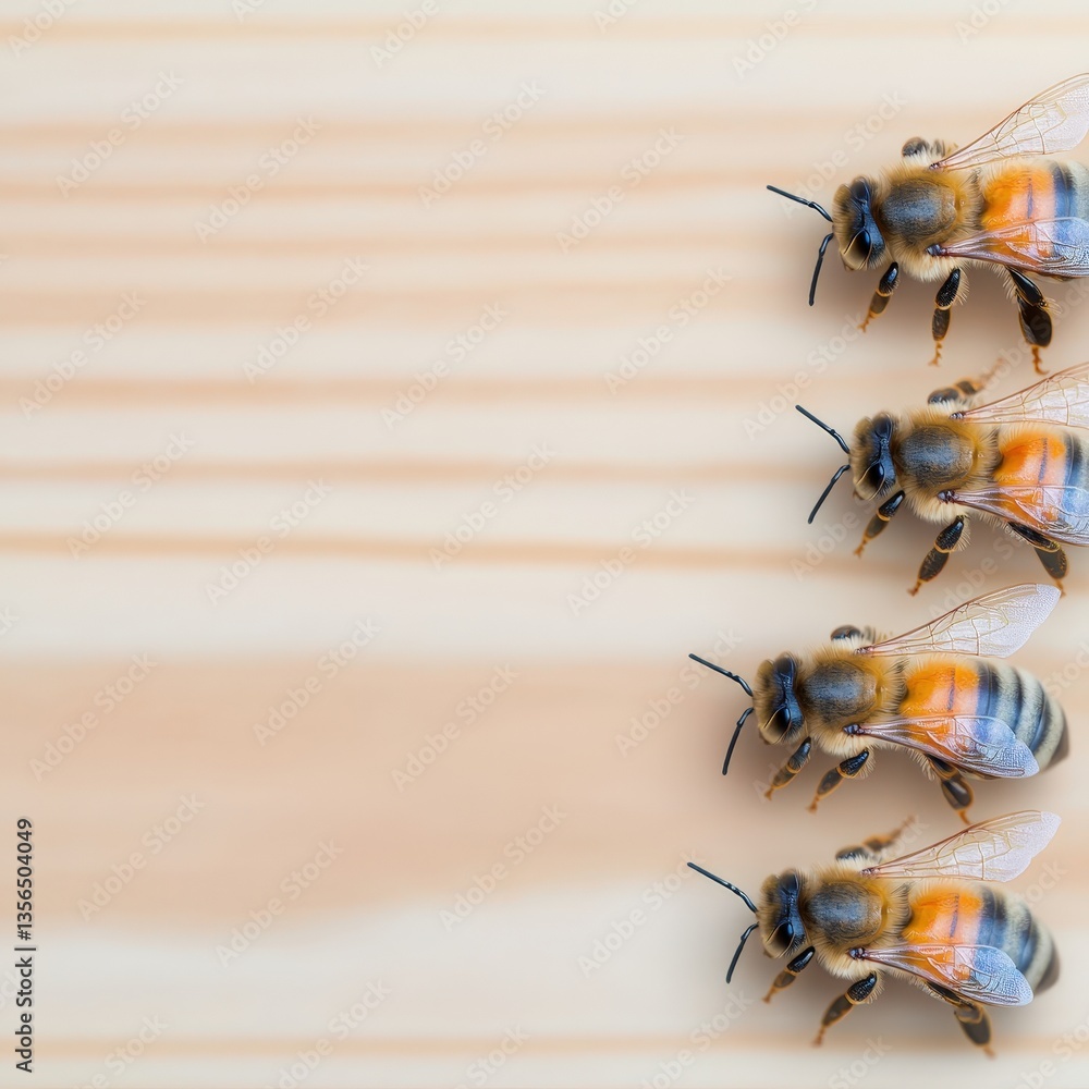 Poster a group of bees swarming together in a natural setting representing their social structure and behav