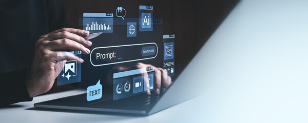 AI prompt generation interface with futuristic technology.