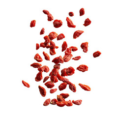 Red Goji Berries Falling Black Background
