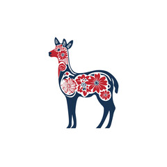 Fototapeta premium Floral Deer Silhouette Elegant Nature Design