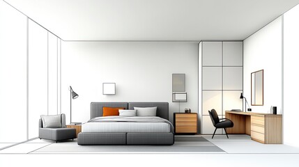 Modern bedroom design sketch (1)