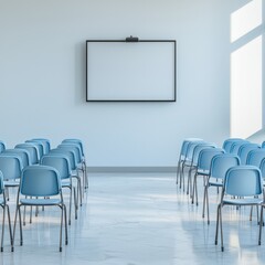 Bright and inviting classroom environment designed for learning with desks, chairs, and educational materials