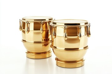 Timbales Drum Instrument. Gold Brass Latin Percussion Music Combo