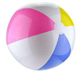 Inflatable Beach Ball isolated on a transparent background. Completely in focus. Full depth of field. PNG.