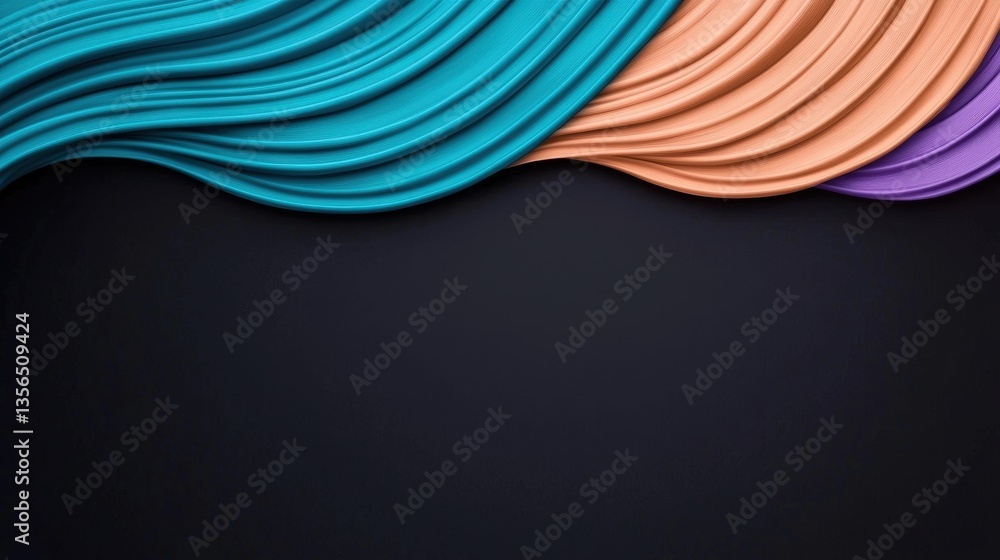 Poster eye-catching colorful background with wavy lines creating a dynamic and playful visual effect