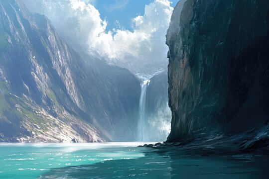 Tracy Arm Fjord: Majestic Cliffside in Alaskan Landscape Overlooking Sea